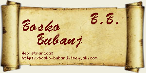 Boško Bubanj vizit kartica